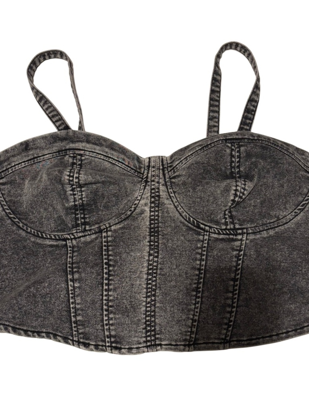 Women’s NOBO Denim Corset in Acid Wash Black Sz 2X